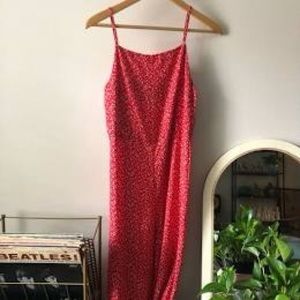 Red and white floral jumpsuit